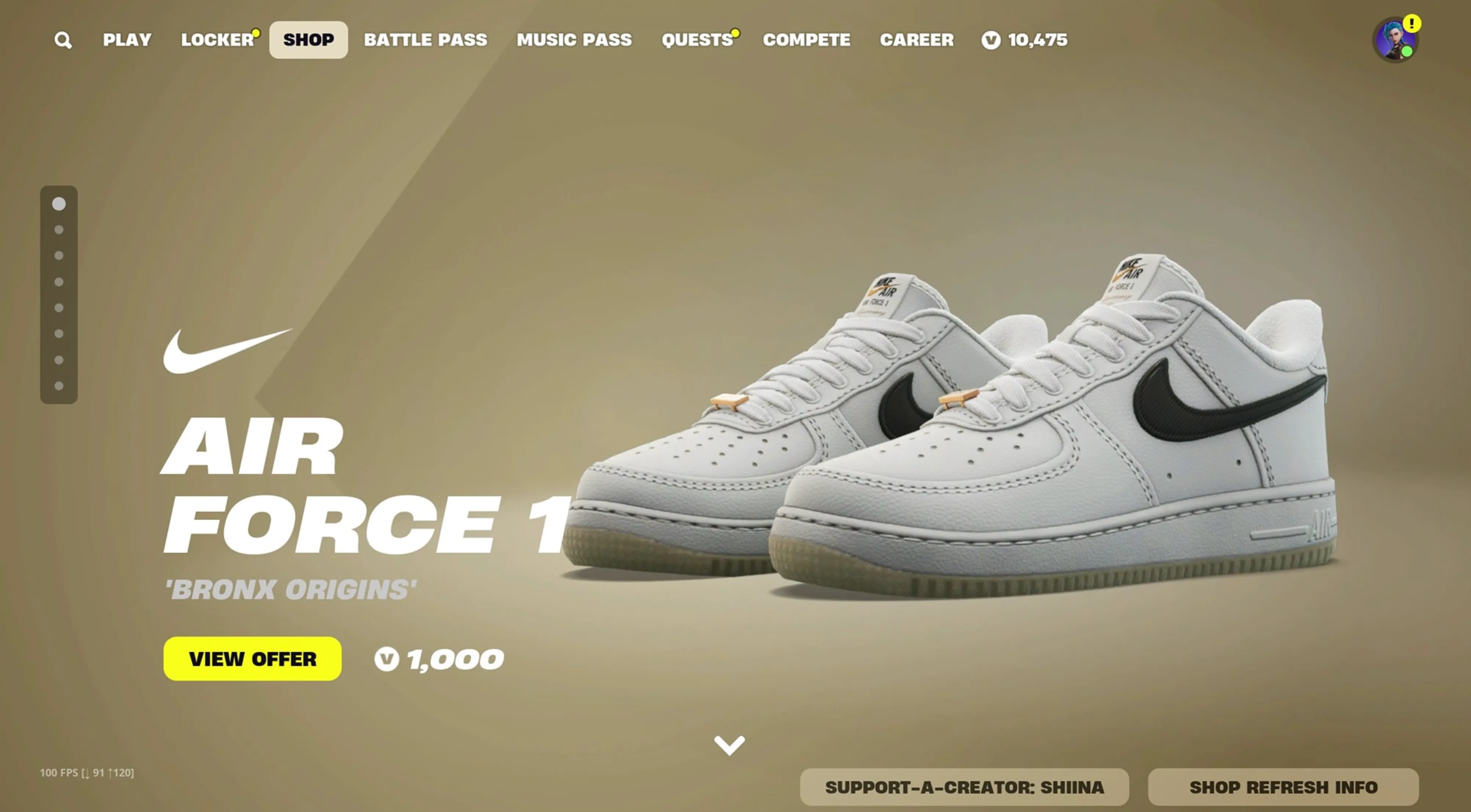 Nike Air Force 1 Bronx Origins fortnite